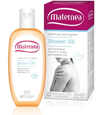 Maternea Mother Skin Care Bath Shower Oil with Panthenol, Vitamin E, Castor & Soy Oils 210ml SLES & SLS Free
