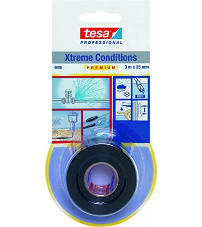 tesa 4600 Self Amalgamating Tape for Extreme Conditions, 25mm x 3m - Black