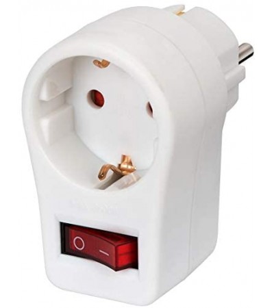 Brennenstuhl Adapter Connector Euro 2 + Protection of Contact 1 White with Switch, 1508100