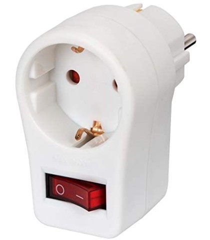 Brennenstuhl Adapter Connector Euro 2 + Protection of Contact 1 White with Switch, 1508100