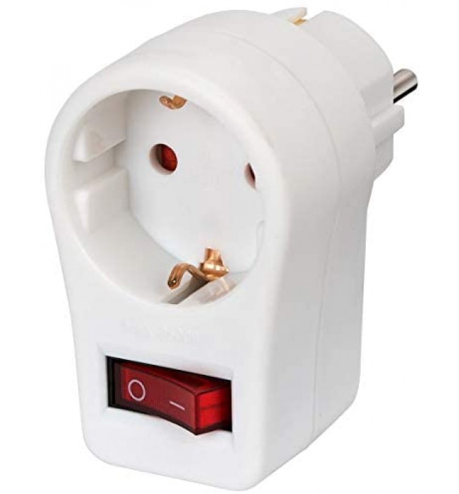 Brennenstuhl Adapter Connector Euro 2 + Protection of Contact 1 White with Switch, 1508100