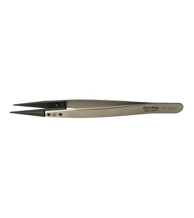 Boley stainless steel tweezers with carbon fibre points 130mm