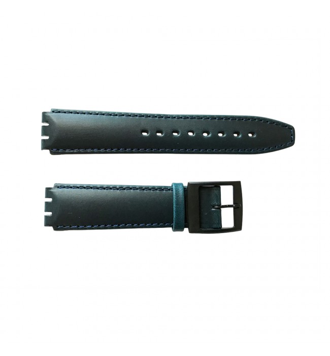 Swatch special strap of artificial leather with stitch and plastic clasp dark blue 17mm