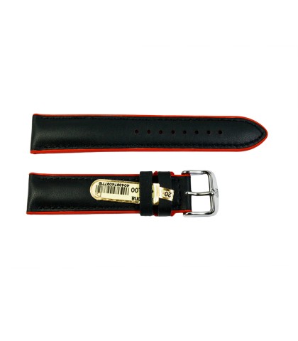 Daytona silicone and leather watch strap in black and red 20mm