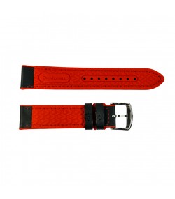 Daytona silicone and leather watch strap in black and red 20mm