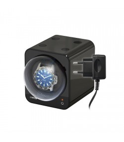 Boxy Fancy Brick black watch winder box for one watch combinable with adapter