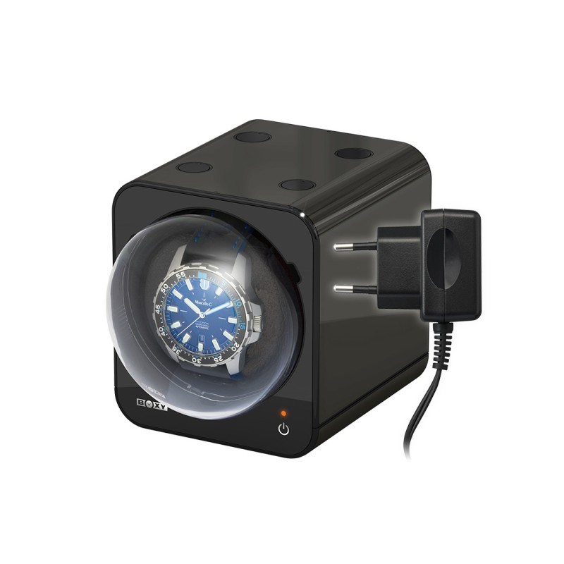 Boxy Fancy Brick black watch winder box for one watch combinable with adapter Boxy Fancy Brick black watch winder box for one watch combinable with adapter