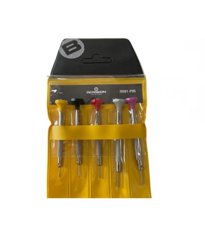 Bergeon 30081-P05 set of 5 stainless steel screwdrivers