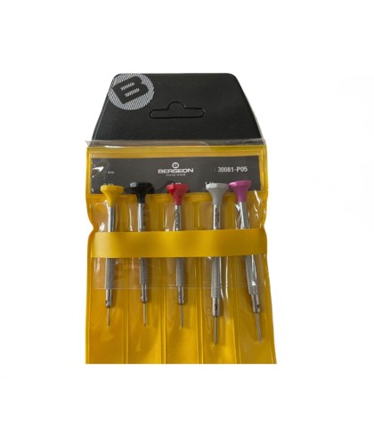 Bergeon 30081-P05 set of 5 stainless steel screwdrivers