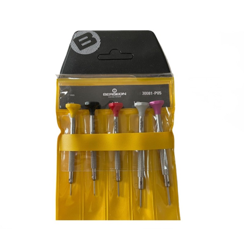 Bergeon 30081-P05 set of 5 stainless steel screwdrivers Bergeon 30081-P05 set of 5 stainless steel screwdrivers