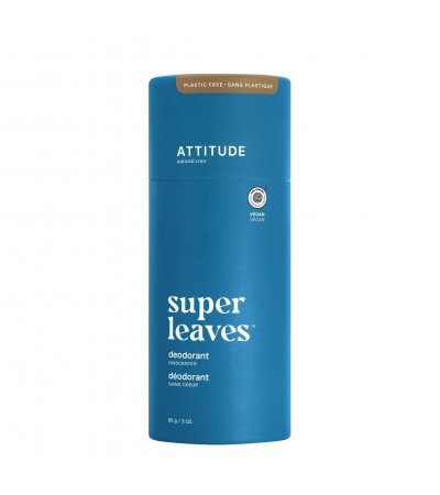ATTITUDE Super Leaves, Plastic-Free Deodorant, Unscented