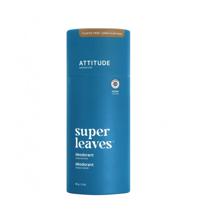 ATTITUDE Super Leaves, Plastic-Free Deodorant, Unscented