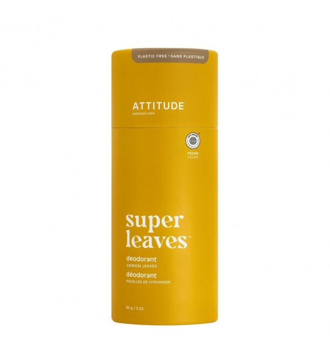 ATTITUDE Super Leaves, Plastic Free Deodorant, Lemon Leaves