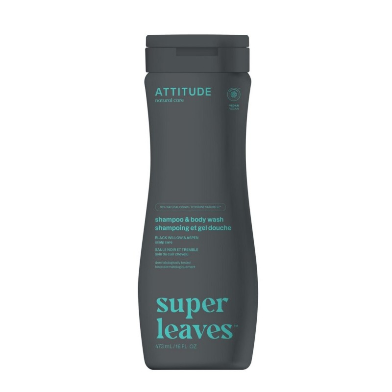 2 in 1 Shampoo and Body Wash for men, Super Leaves, ATTITUDE 2 in 1 Shampoo and Body Wash for men, Super Leaves, ATTITUDE