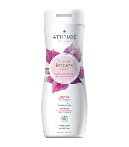 Moisturizing Shower Gel, White Tea Leaves, Super Leaves, ATTITUDE