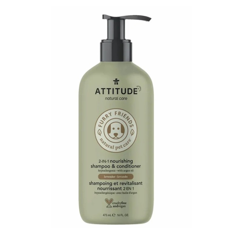 Natural Pet Care 2 in 1 Nourishing Shampoo & Conditioner, Lavender, Furry Friends by ATTITUDE Natural Pet Care 2 in 1 Nourishing Shampoo & Conditioner, Lavender, Furry Friends by ATTITUDE