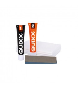 QUIXX Paint Scratch Remover Kit (Ref. 00070) – 2-Step Repair System with Repair No.1 + Finish No.2, Polishing Cloths & 3000-Grit Sandpaper, Made in Germany