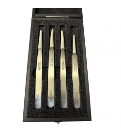 Horotec MSA12.388 Antimagnetic Tweezers Set No.1 2 3 5 904L Steel Wooden Box
