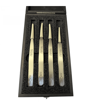 Horotec MSA12.388 Antimagnetic Tweezers Set No.1 2 3 5 904L Steel Wooden Box