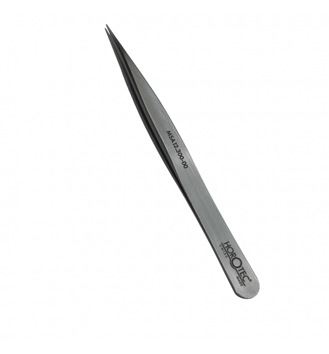 Horotec MSA12.300-00 Thick Tweezers Flat Tips Geneva Shape 120mm Carbon Steel