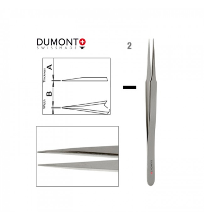 Пинсета Dumont Dumoxel #2 от антимагнитна стомана 120 мм