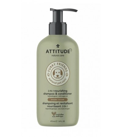 Natural Pet Care 2 in 1 Nourishing Shampoo & Conditioner, Lavender, Furry Friends by ATTITUDE