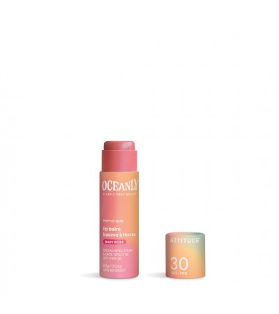 ATTITUDE Oceanly PHYTO-SUN Lip Balm SPF 30 – Baby Rose with Zinc Oxide