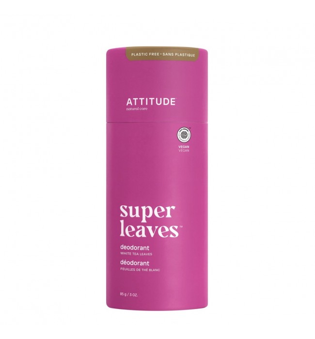 ATTITUDE Super Leaves, Plastic Free Deodorant, White Tea Leaves