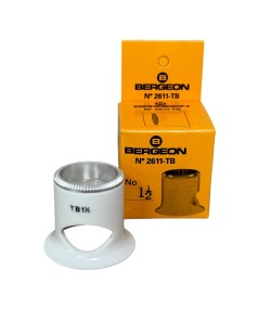 Лупа Bergeon 2611-TB-1.5 с биконвексен обектив, бяла, увеличение 6.7x