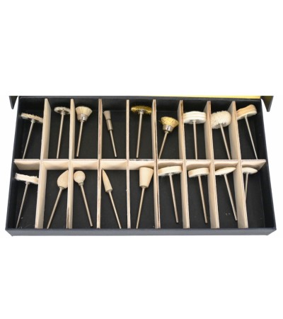 Bergeon 2686 assortment of 18 small brushes for polishing
