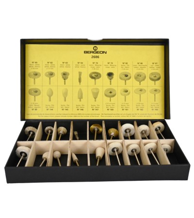 Bergeon 2686 assortment of 18 small brushes for polishing