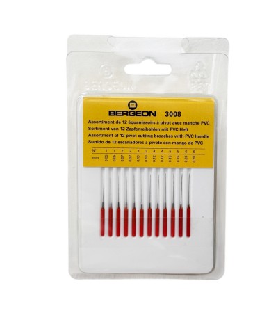 Bergeon 3008 Set of 12 Pivot Cutting Broaches with PVC Handle