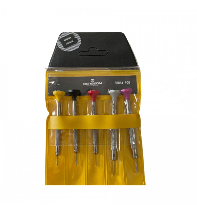 Bergeon 30081-P05 set of 5 stainless steel screwdrivers