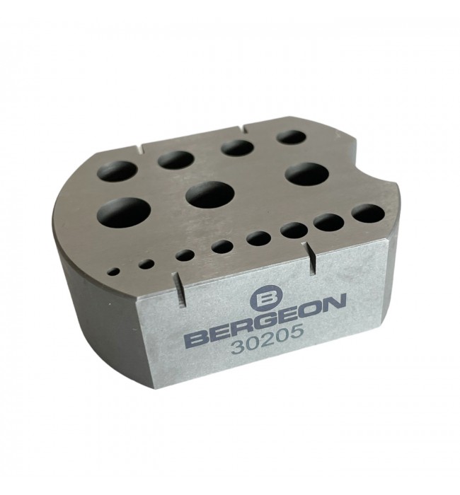 Bergeon 30205 riveting stake in steel tool with 15 holes 2.00 - 8.60 mm