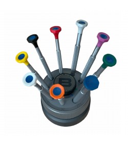 Bergeon 31081-S09 set of 9 screwdrivers with anodised aluminium body 0.50 to 2.50 mm