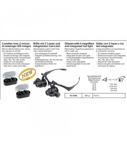Bergeon 5382 watch repair eyeglass magnifier x10, x15, x20, x25 with LED