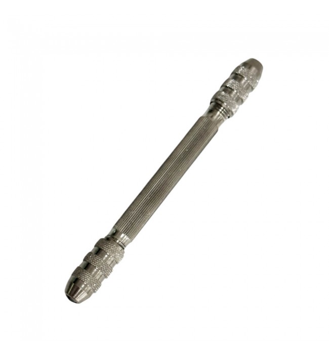 Bergeon 5679 Pin Vice Handle in Nickel Plated Brass, 2 Chucks 0 - 1.5, 1.9 - 3 mm