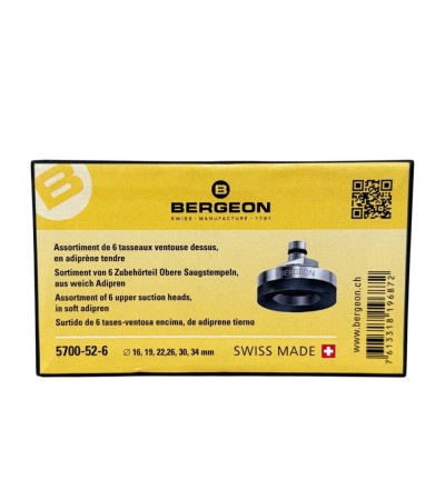 Bergeon 5700-52-6 set of 6 upper suction heads, in soft adipren for Bergeon 5700-Z press