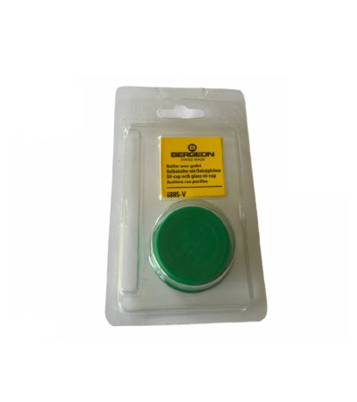 Bergeon 6885-V green oil cup with red inner glass