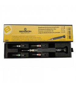 Bergeon 7902 precision screwdrivers with 5 quick adapters