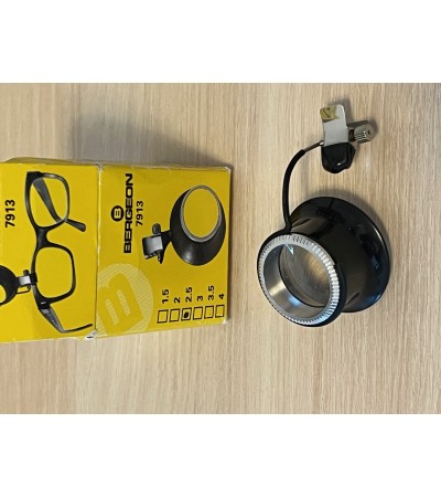 DAMAGED PACKAGE: Bergeon 7913-2.5 eyeglass watchmaker loupe with clip 4x, SEE PHOTOS