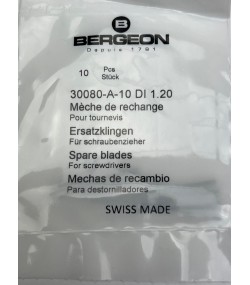 Bergeon 30080-A-10 DI 1.20 Steel Screwdriver Blades - Pack of 10