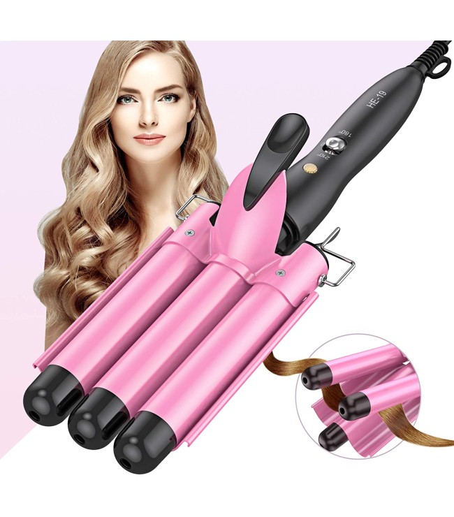 BESTOPE Hair Curling Iron with 3 Barrels - Pink