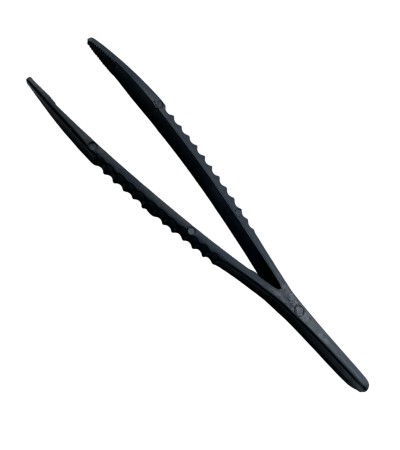 Black plastic tweezers for quartz electronic components 125 mm