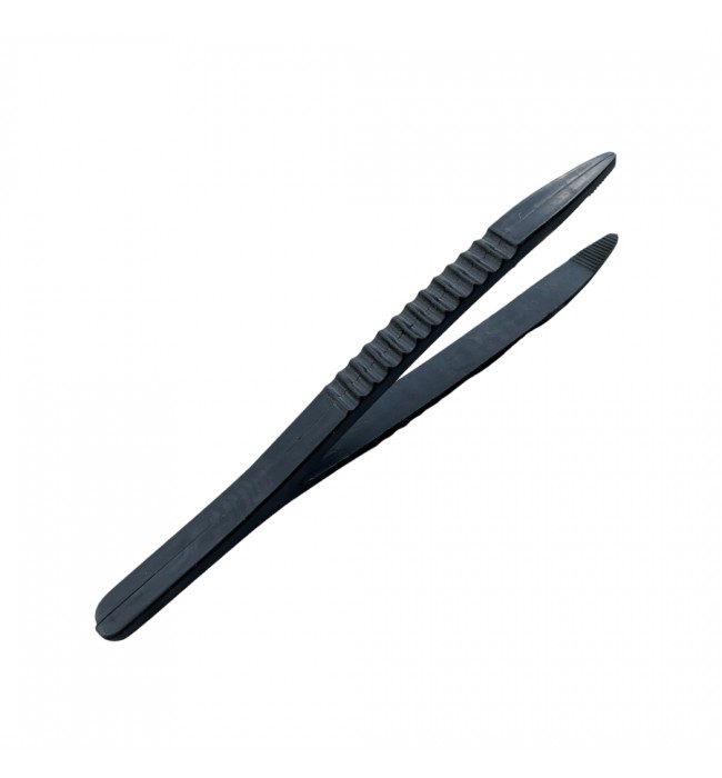 Black plastic tweezers for quartz electronic components 125 mm