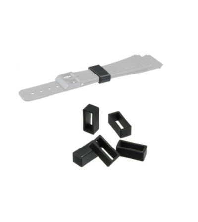 Black silicone keeper for watch strap, 22mm