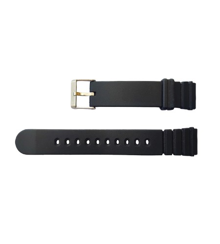 Black silicone watch strap with sta ...