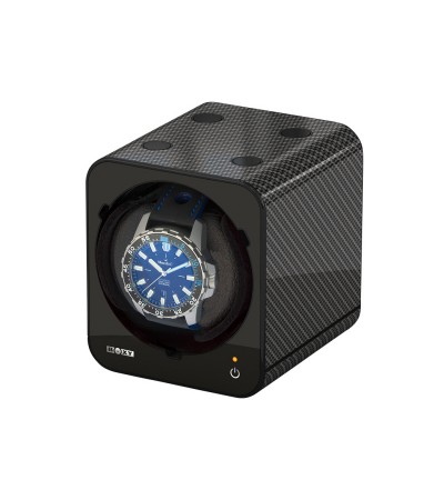 Boxy Fancy Brick carbon watch winder box for one watch combinable with adapter