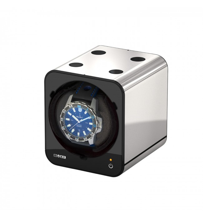 Boxy Fancy Brick watch winder, platinum look, without adapter