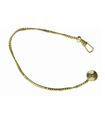 Brass gold-plated button-hole pocket watch chain 23 cm, 2,9 mm